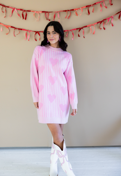 Hearts & Stripes Sweater Dress