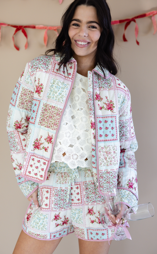 Patchwork Print Zip Up Jacket