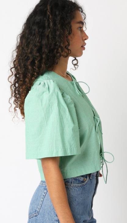 Green Pinstripe Ties Top