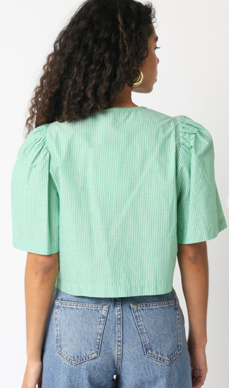 Green Pinstripe Ties Top