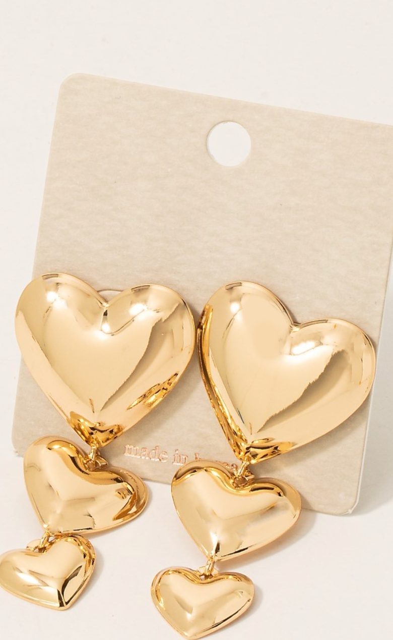 Triple Heart Studs