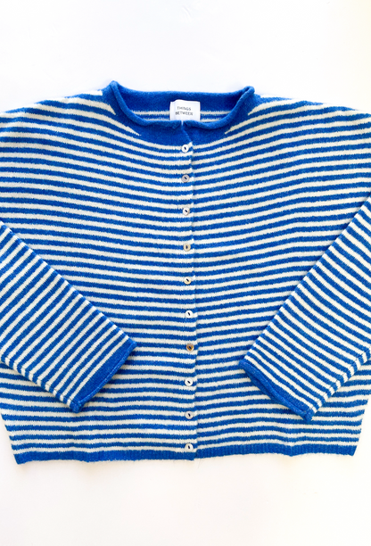 Button Down Cardi Blue Stripe