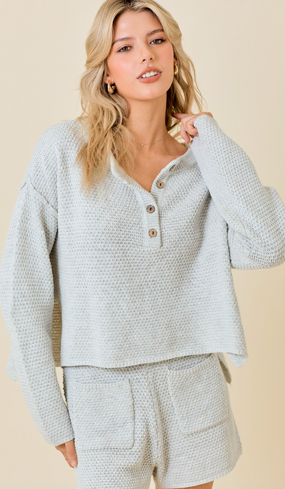 Grey Knit Button Down Sweater Set of 2