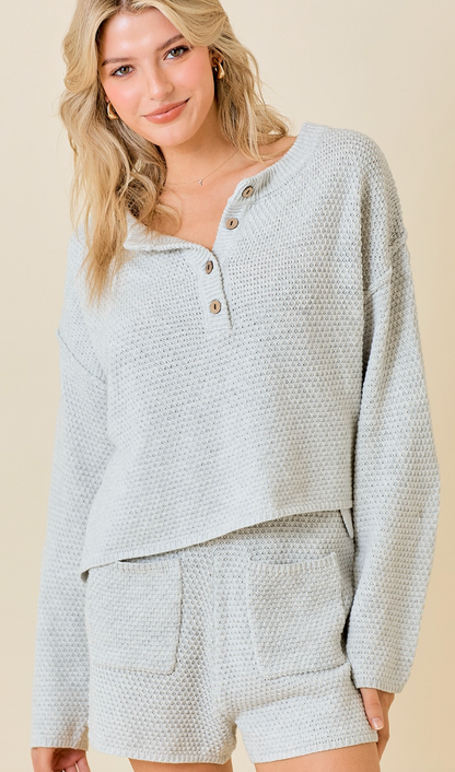 Grey Knit Button Down Sweater Set of 2