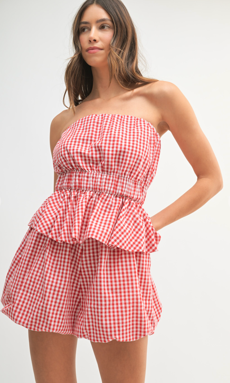 Gingham Tube Top & Shorts Set of 2