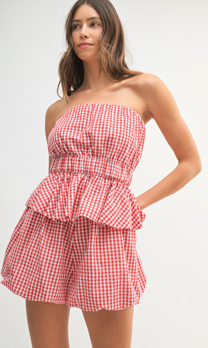 Gingham Tube Top & Shorts Set of 2