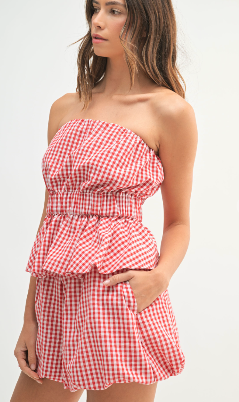 Gingham Tube Top & Shorts Set of 2