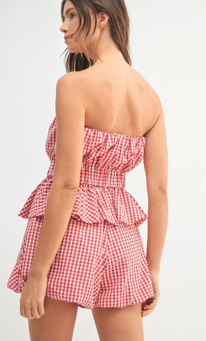 Gingham Tube Top & Shorts Set of 2