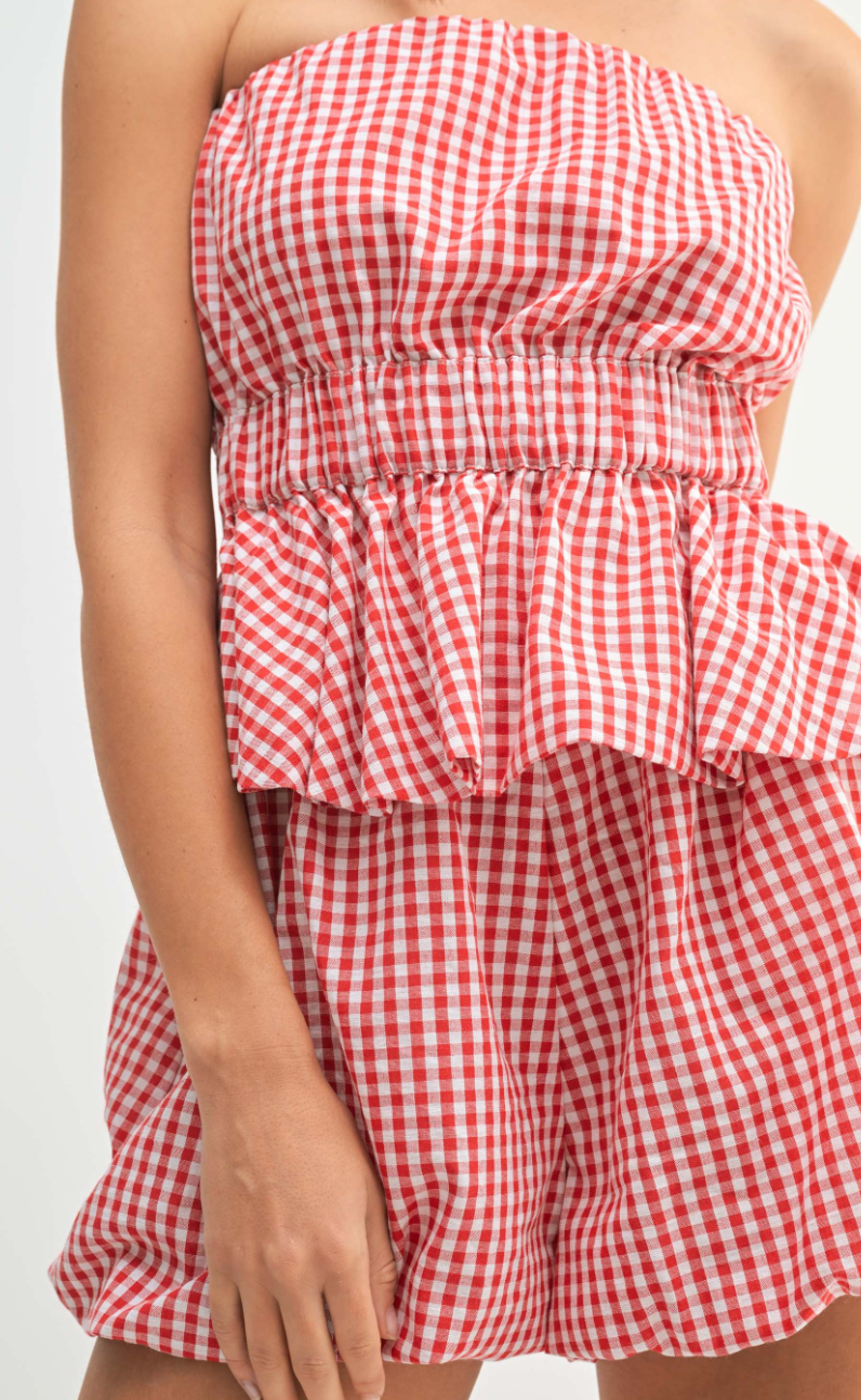 Gingham Tube Top & Shorts Set of 2