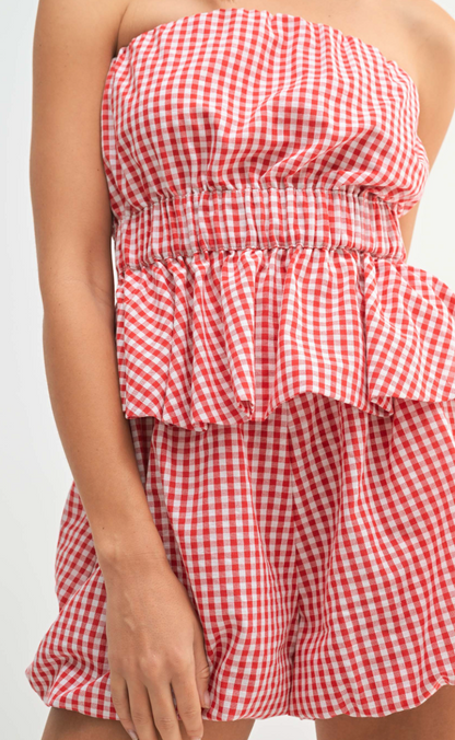 Gingham Tube Top & Shorts Set of 2