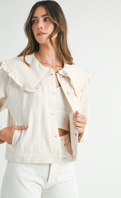 Beige Peter Pan Collar Jacket