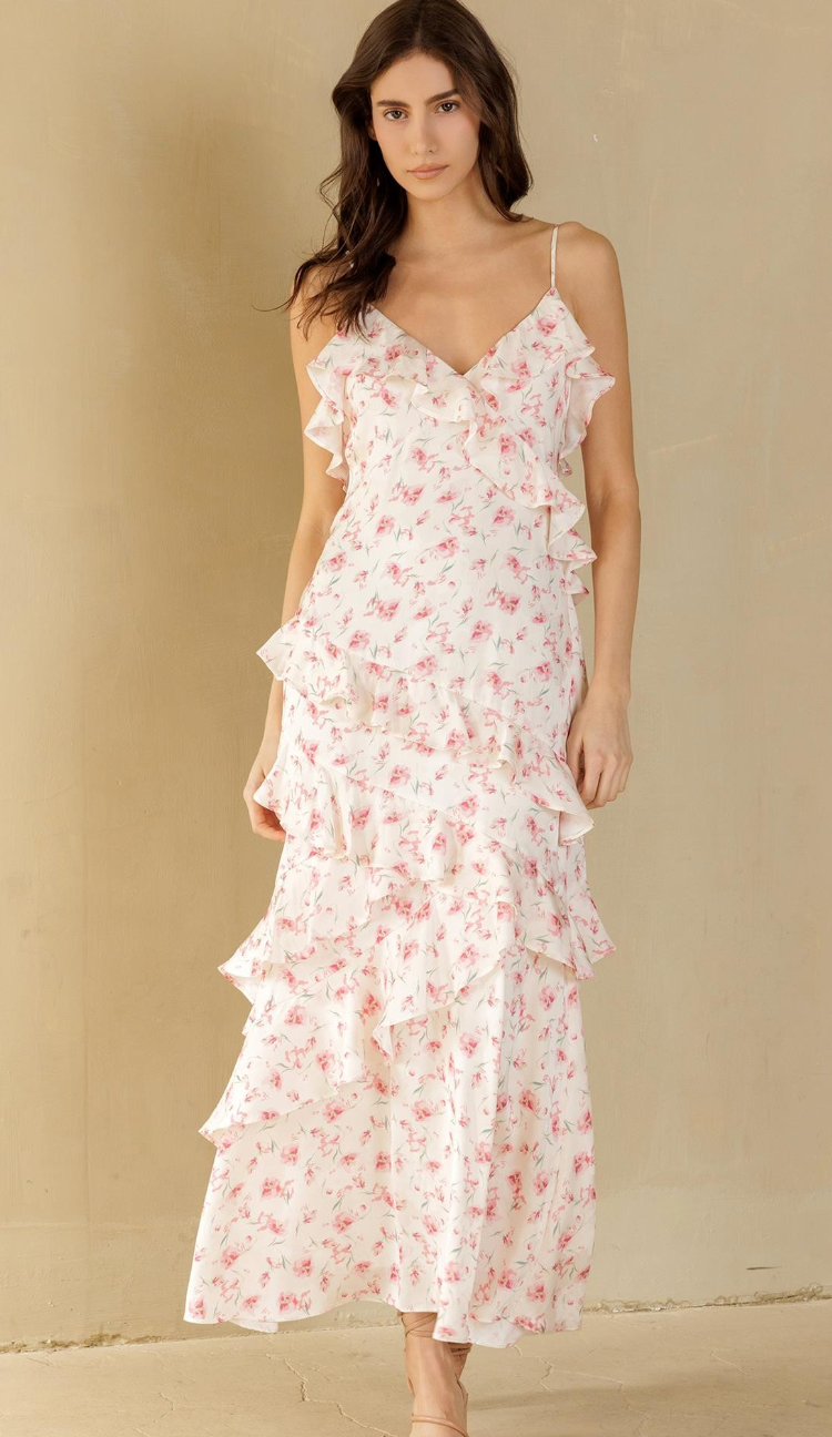 Lillian Pink Floral Maxi Dress