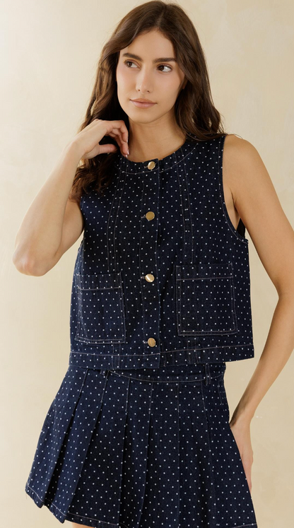 Denim Dot Top & Skirt Set of 2