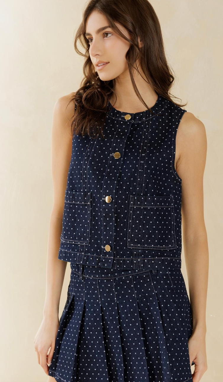 Denim Dot Top & Skirt Set of 2