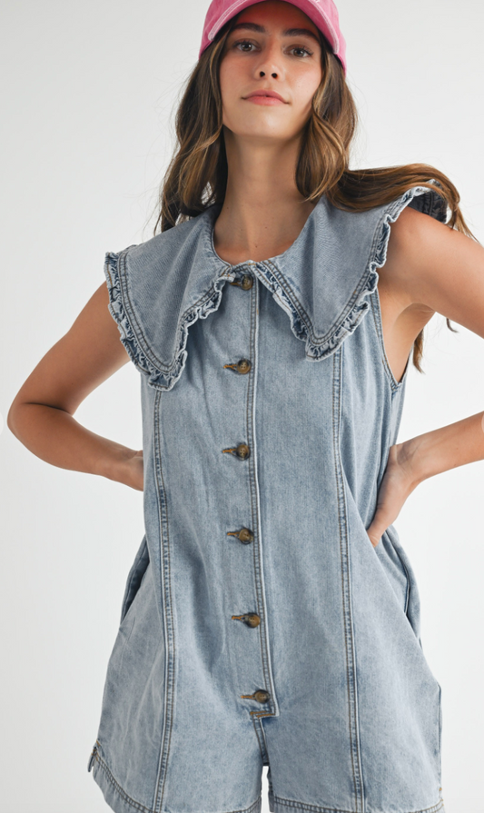 Rylee Collared Denim Romper