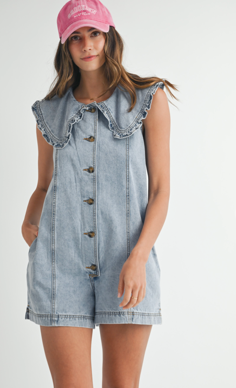 Rylee Collared Denim Romper