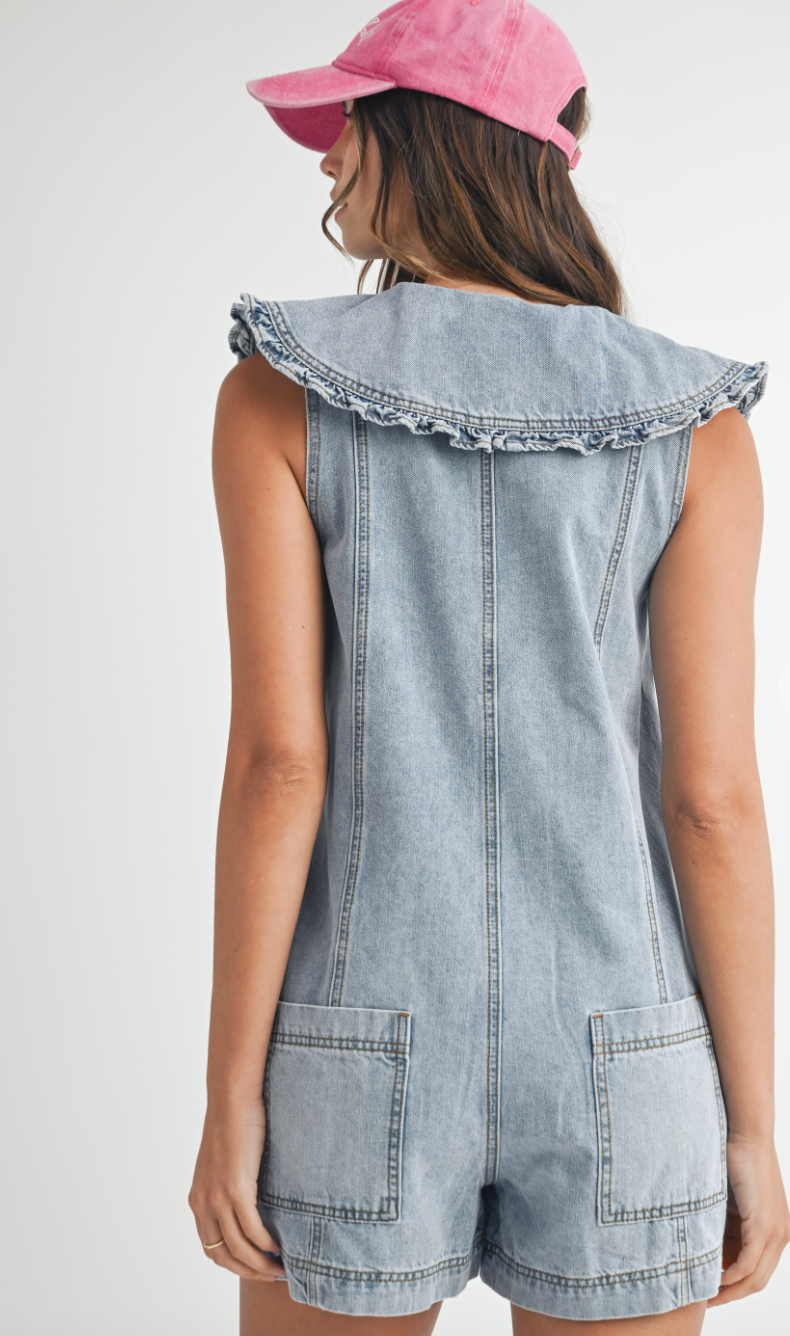 Rylee Collared Denim Romper