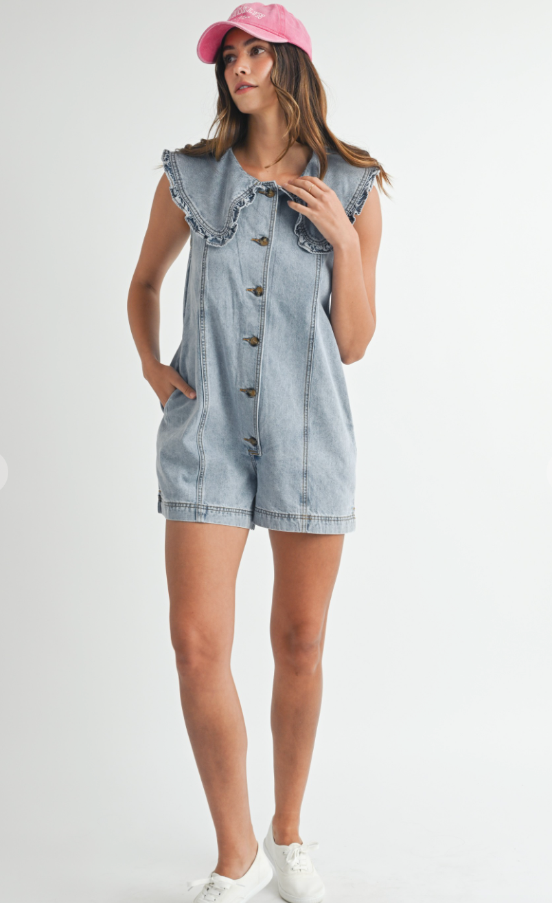 Rylee Collared Denim Romper