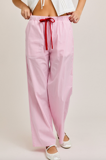 Pink Stripe Drawstring Pants