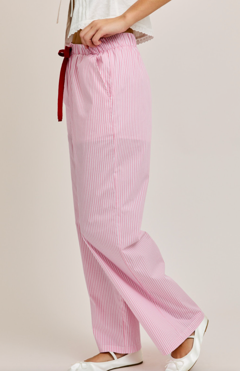 Pink Stripe Drawstring Pants