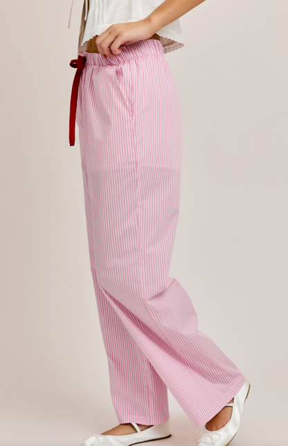 Pink Stripe Drawstring Pants