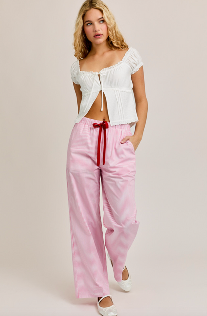 Pink Stripe Drawstring Pants