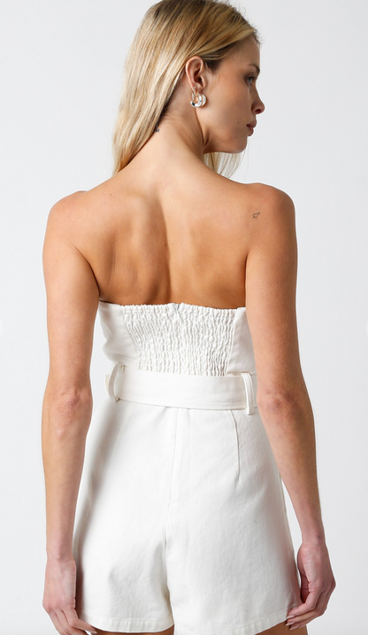 Strapless Belted Romper White