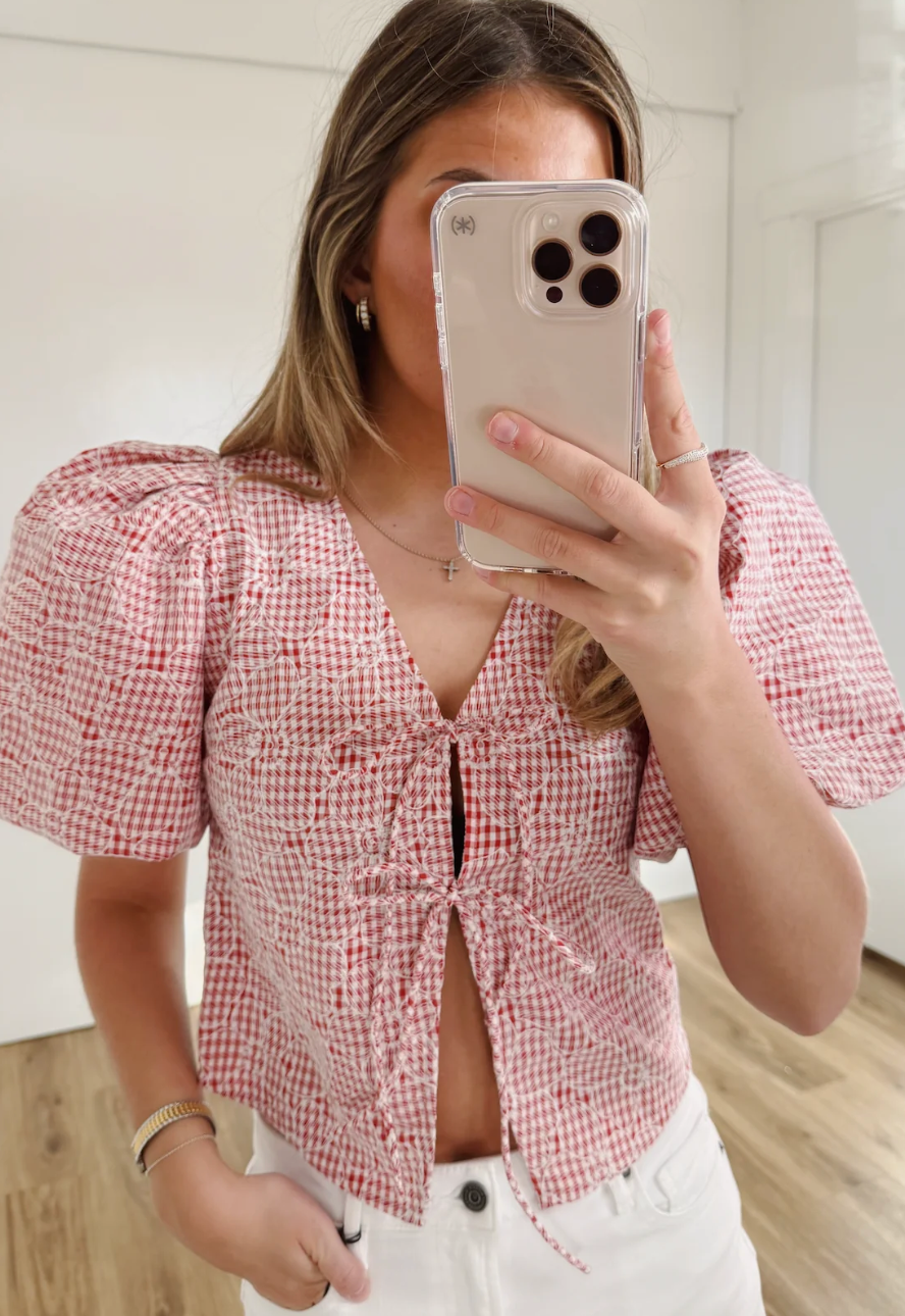 Carmine Embroidered Blouse