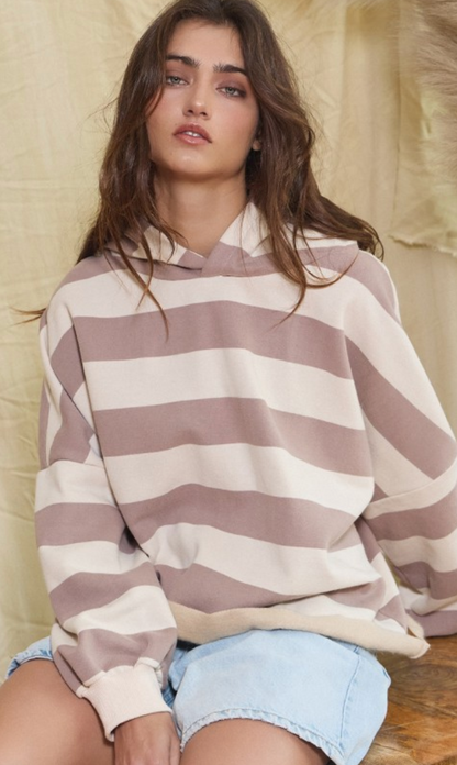 Taupe Stripe Hoodie