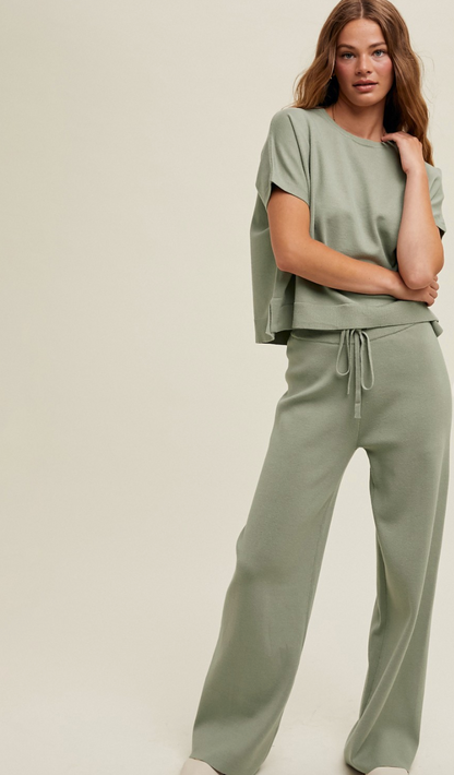 Sweater Top & Pants Set of 2 Sage