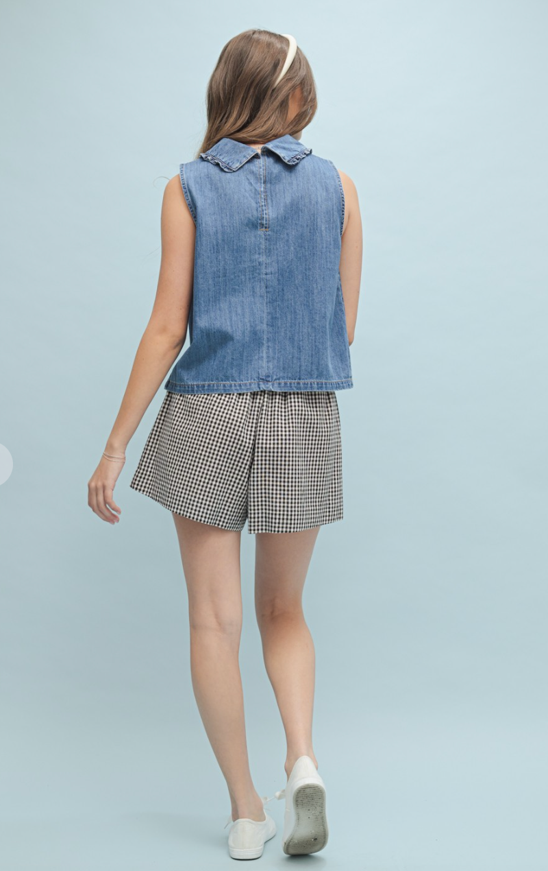 Denim Collared Top & Shorts Set of 2