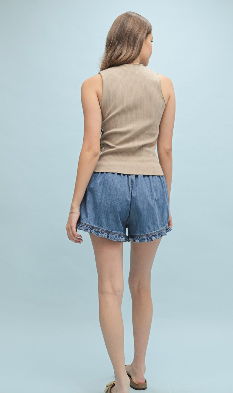 Denim Collared Top & Shorts Set of 2