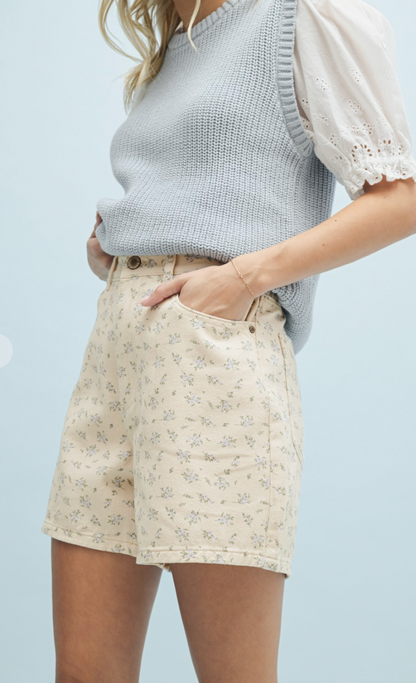 Vintage Floral Denim Shorts