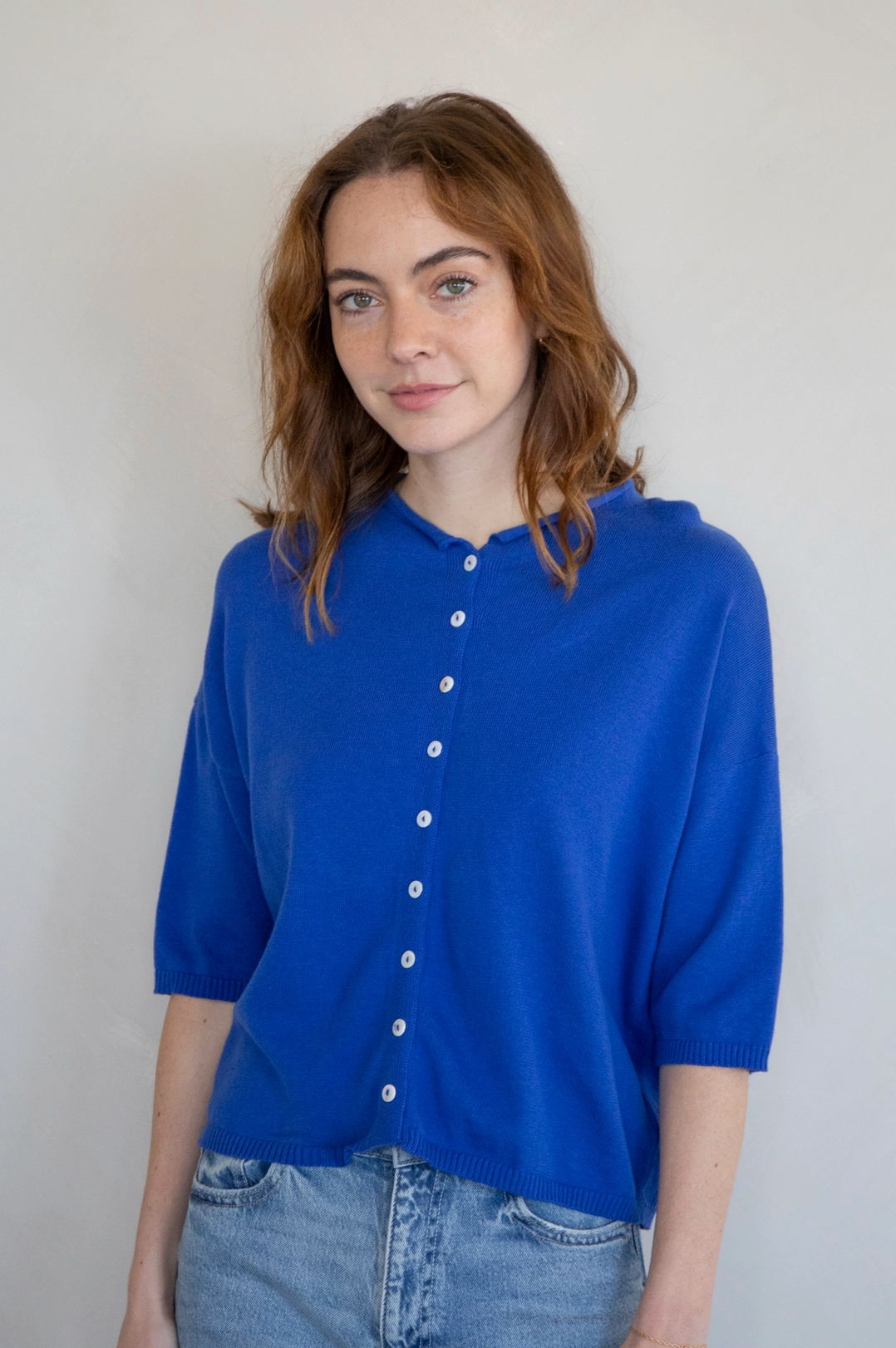 Elle Short Sleeve Sweater Blue