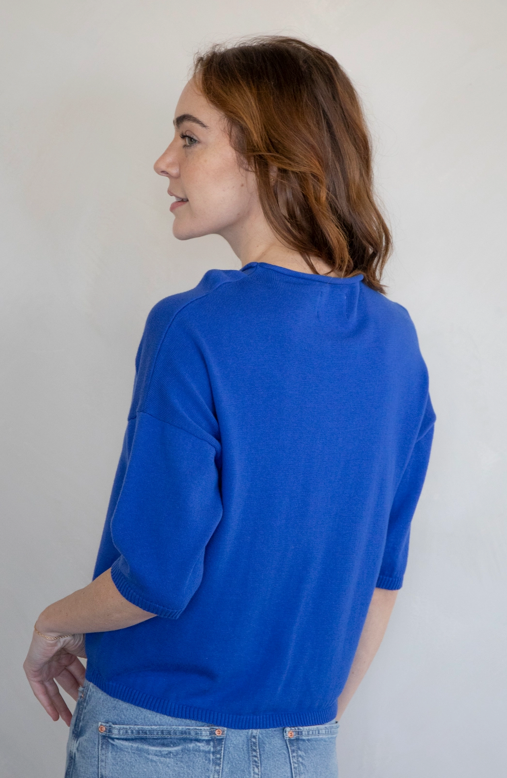 Elle Short Sleeve Sweater Blue