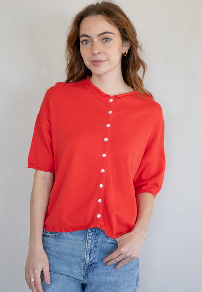 Elle Short Sleeve Sweater Red