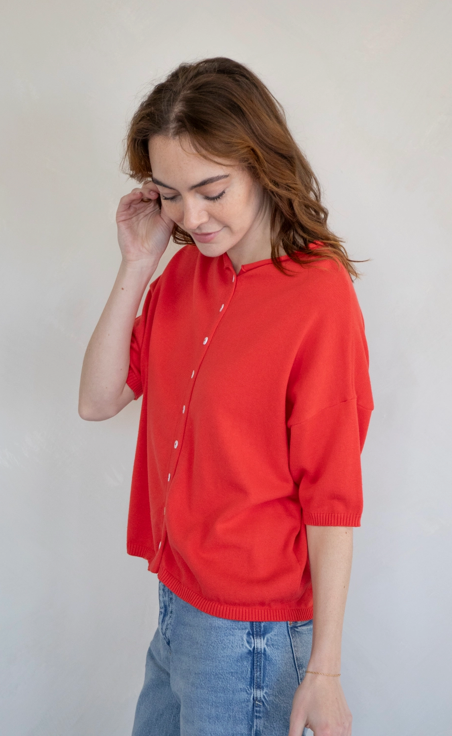 Elle Short Sleeve Sweater Red