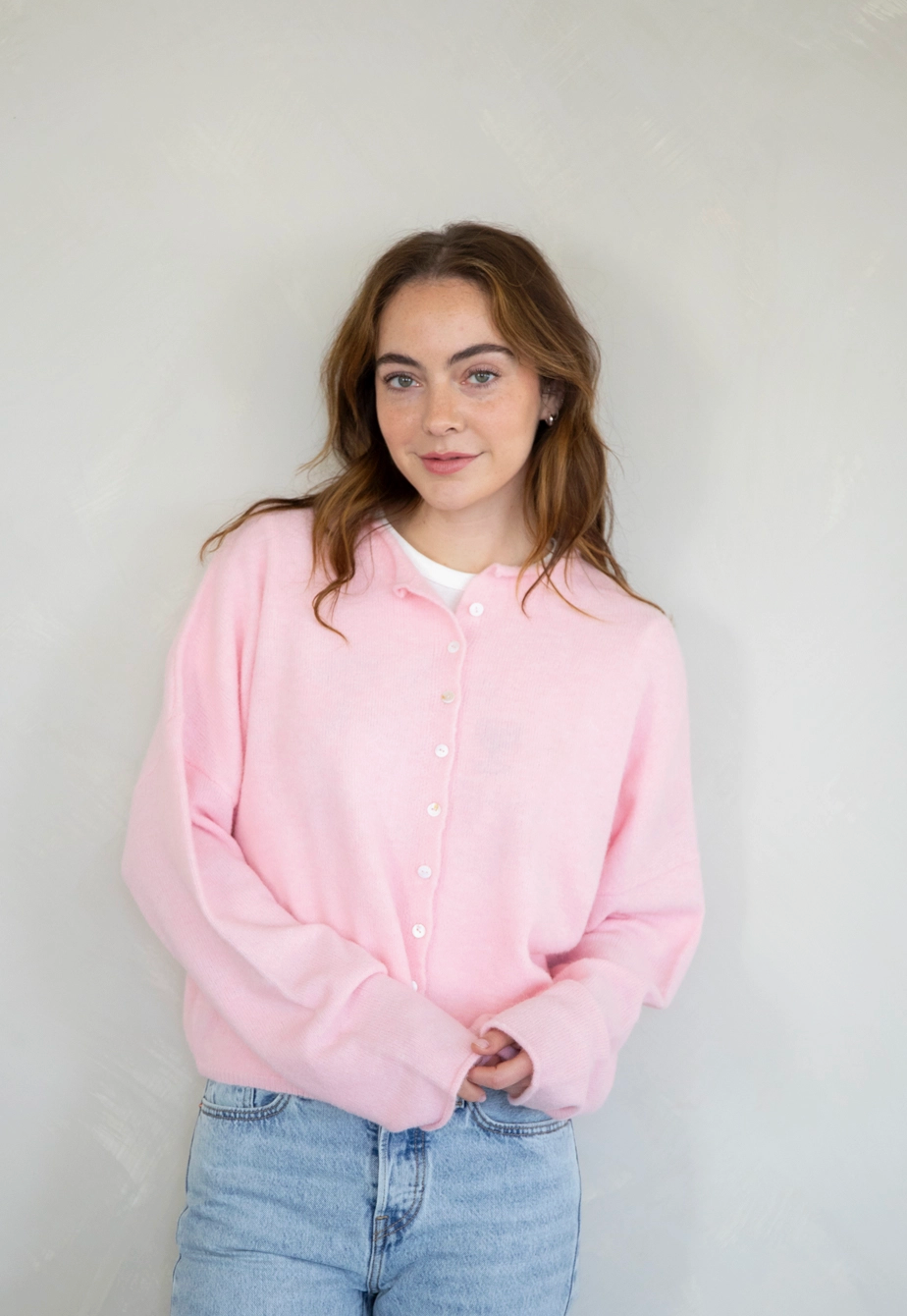 Baby Pink Button Up Sweater