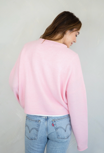 Baby Pink Button Up Sweater