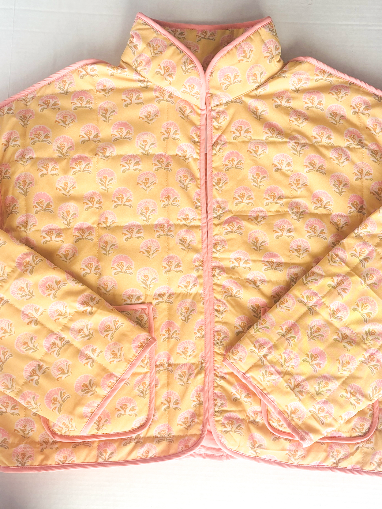 Yellow Floral Quilted Jacket