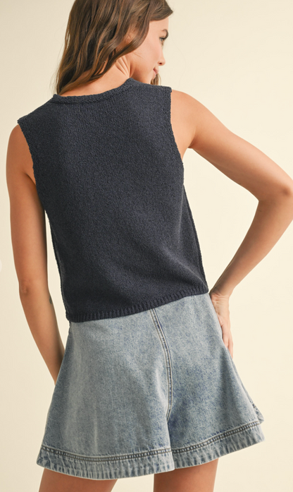 Hook & Eye Knit Tank Blue