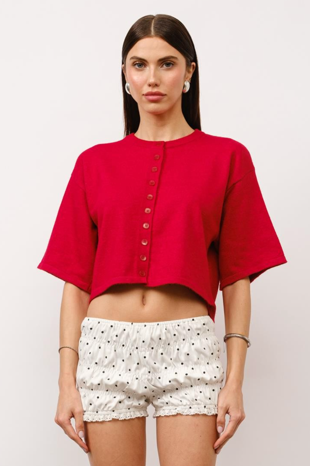 Lyla Half Sleeve Cardi Red