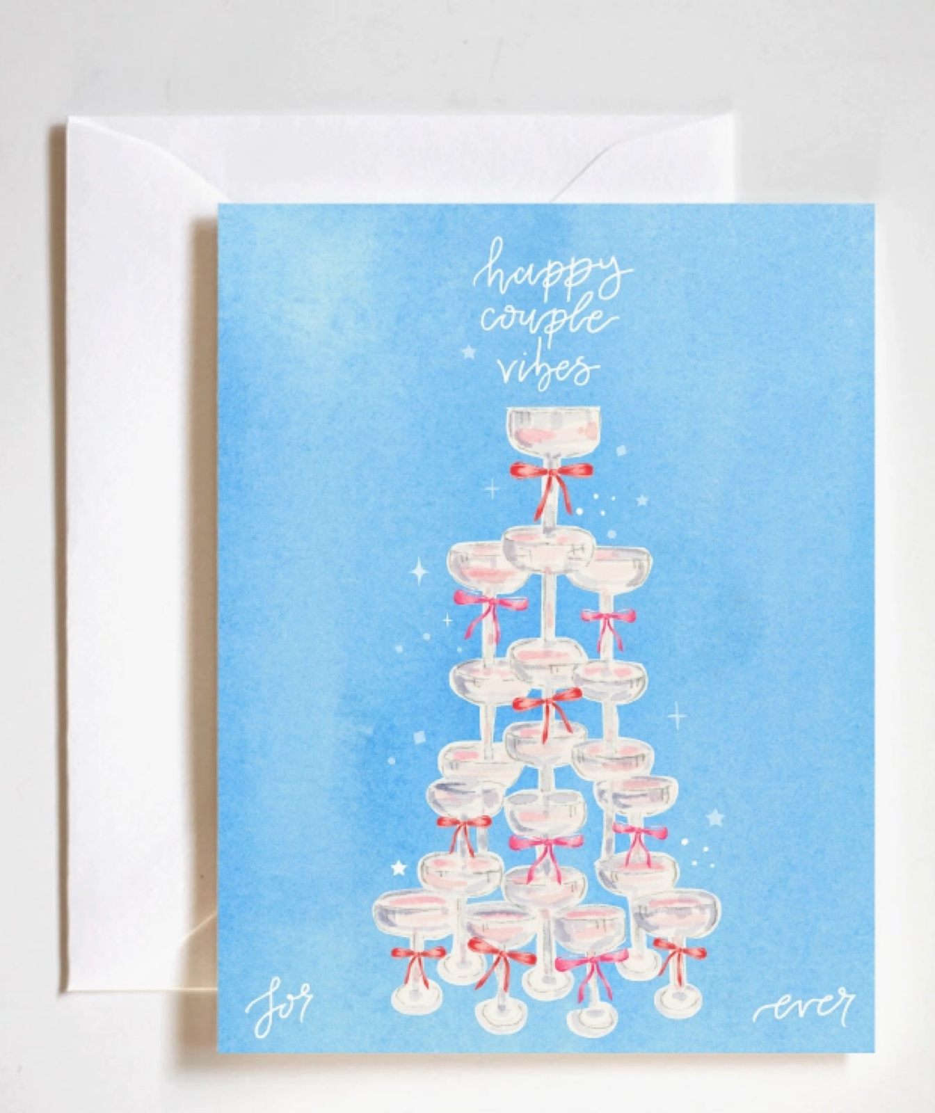 Champagne Tower Engagement Card