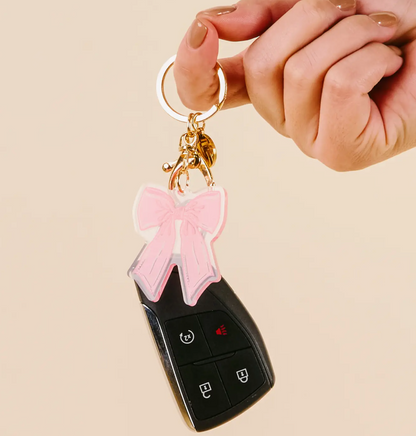 Pink Bow Acrylic Keychain