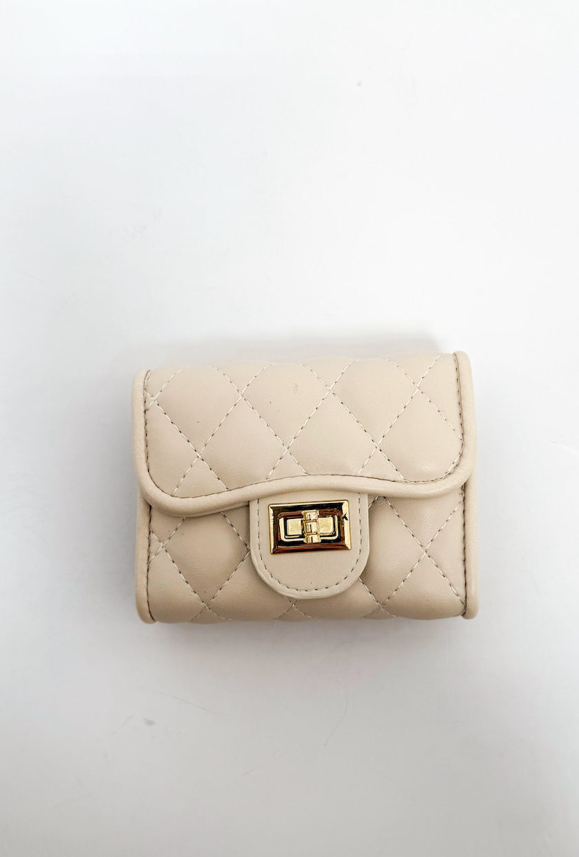 Quilted Card Holder Beige