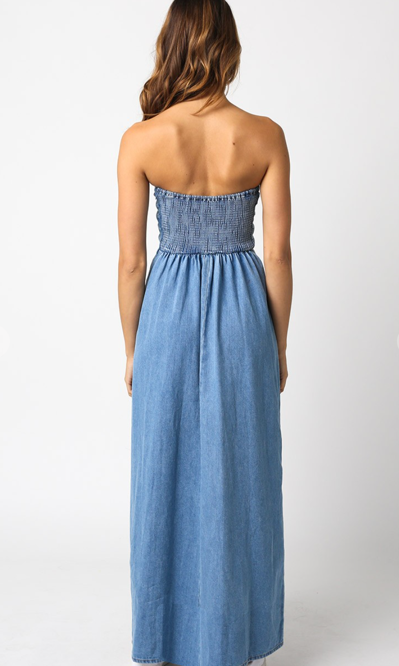 Denim Strapless Maxi Dress