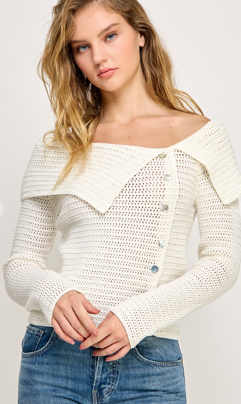 Crochet Off Shoulder Sweater