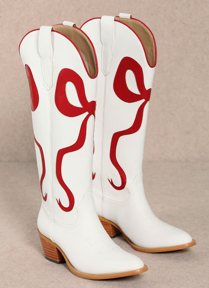 Ruby Bow Boots Red