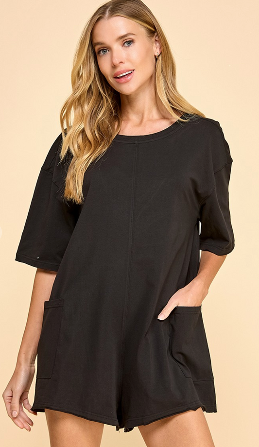 Molly V-Back Romper Black