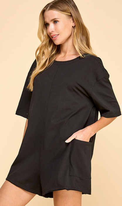 Molly V-Back Romper Black